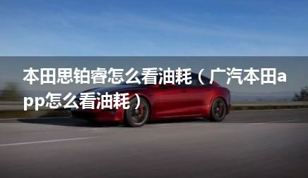 本田思铂睿怎么看油耗（广汽本田app怎么看油耗）
