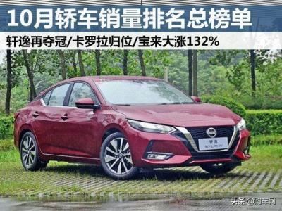 10月汽车销量排行榜（轿车销量排行榜详细榜单）