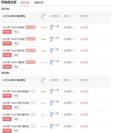 斯柯达柯珞克报价多少钱 报价1.7万落地价仅为11.29万 