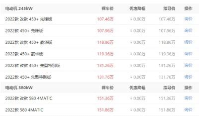 奔驰eqs纯电suv价格 奔驰eqs新车售价107.46万元（全款落地110.20万元）